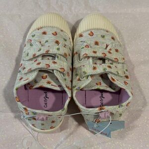 Cat & Jack Kids' Cream Sneakers with Rainbow Accents size 12 NWT